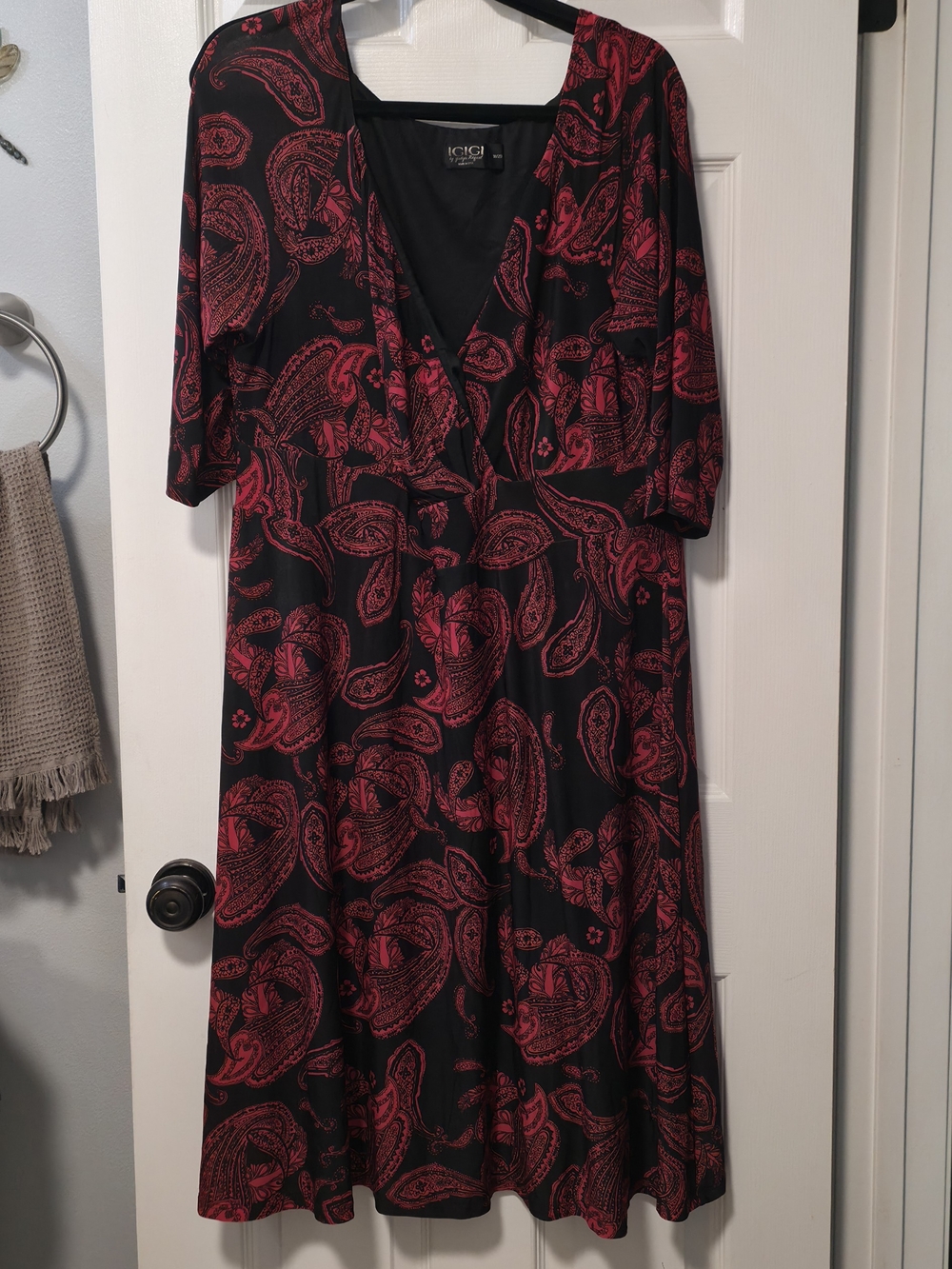 Igigi Black Dress with Red Paisley Print 18/20